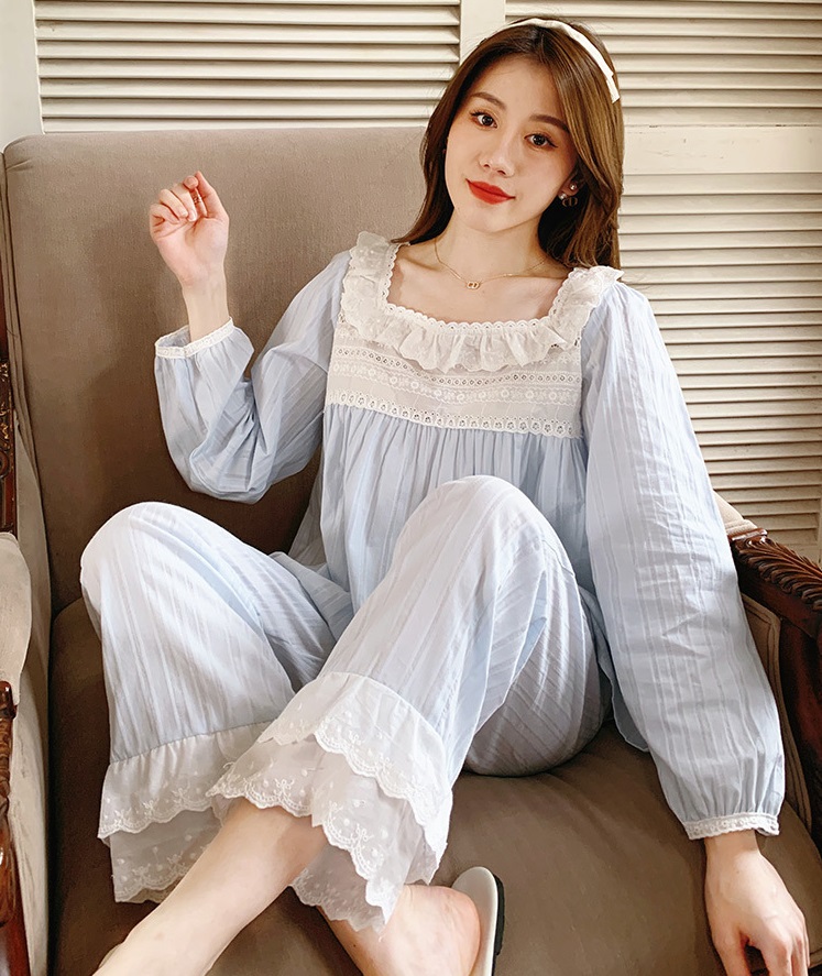 Set bộ mặc nhà phối ren tiểu thư quảng châu