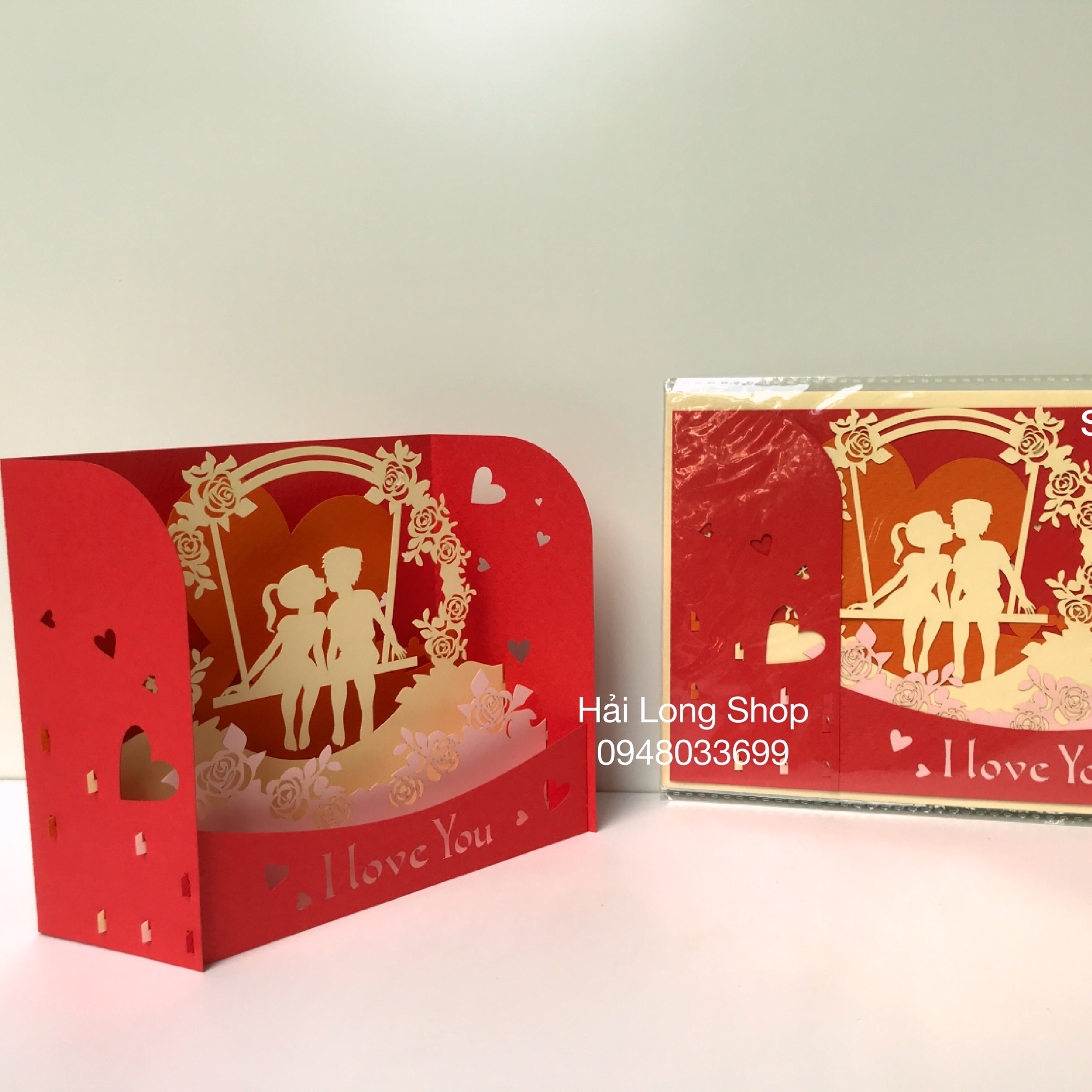 Hộp Tình Yêu 10 ( cổng hoa + xích đu ) - Love - Thiệp 3D