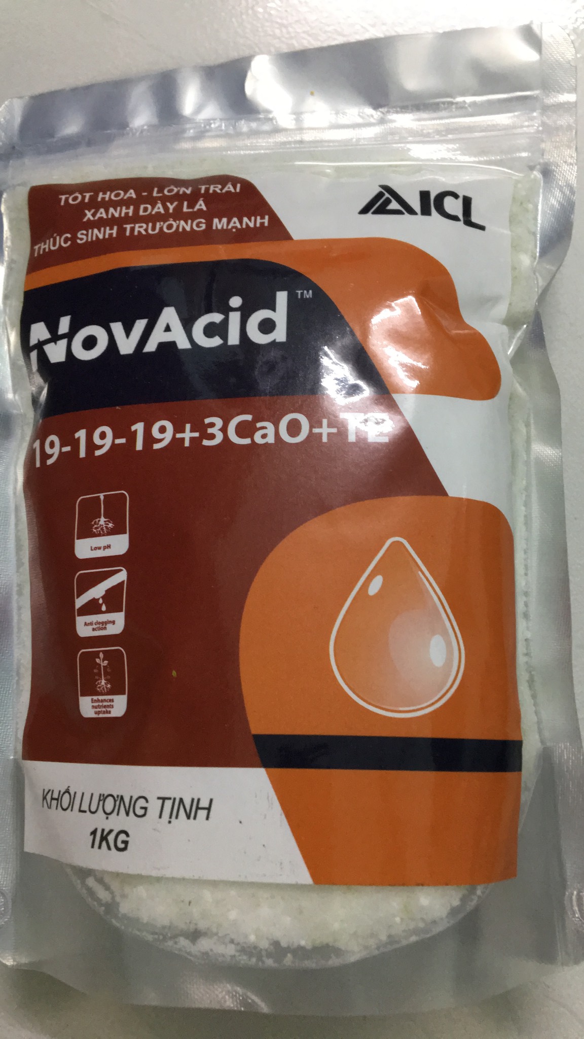 Phân bón novacid 19-19-19 + 3cao + te icl israel - túi 1kg