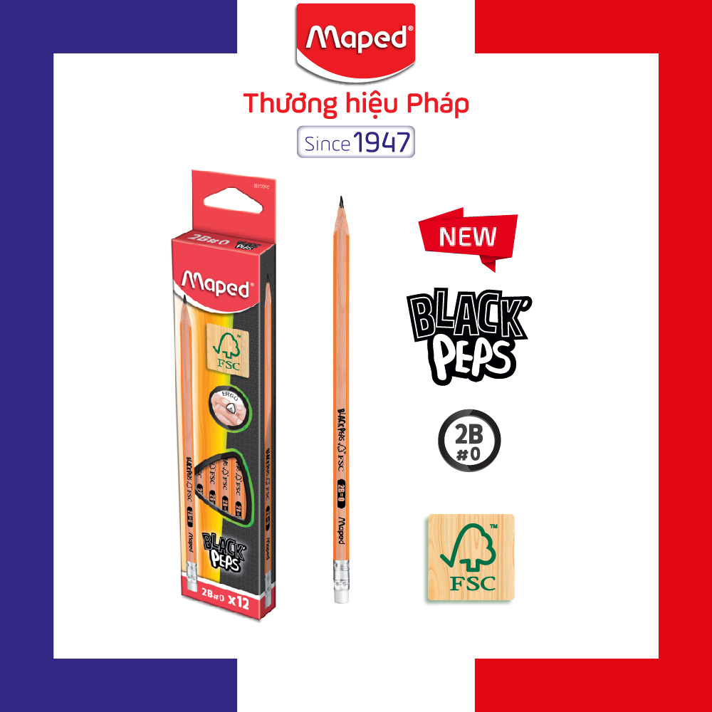 MAPED - Viết chì đen FSC Maped Gôm/không gôm [Chính hãng]