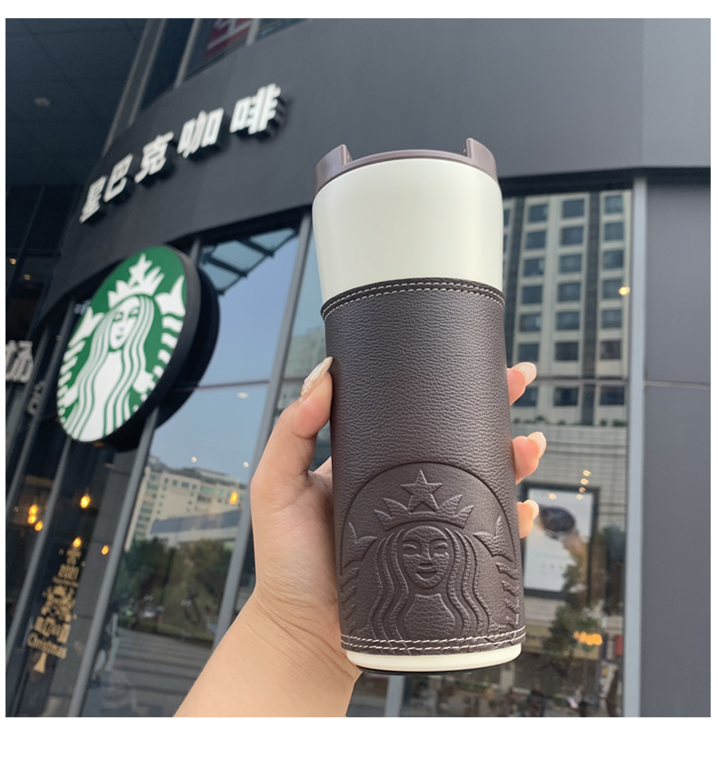 [HCM]Korea 2020 Latest Starbucks Leather Thermos Cup 16oz B447