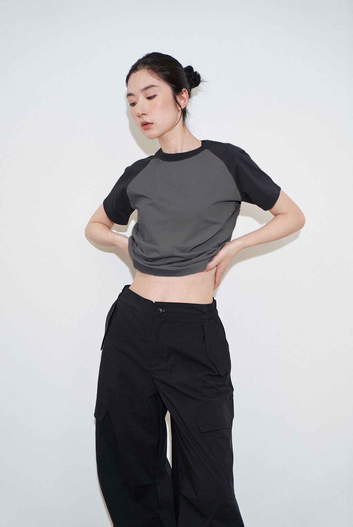 Áo baby tee phối trơn ABPTT01 Miucho cotton cổ tròn in basic