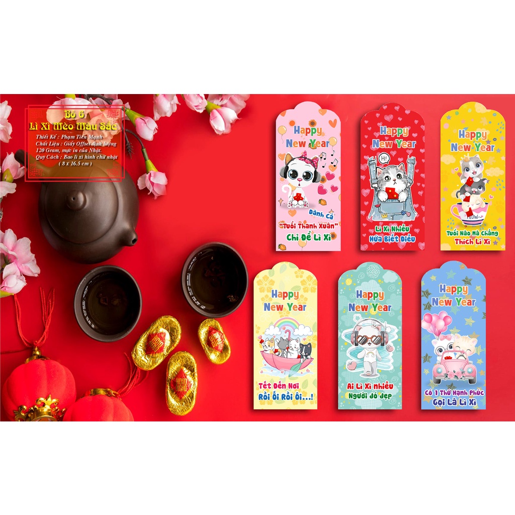 Bộ 100 Phong Bao Lì Xì Tết ( Chia Đều Các Mẫu )