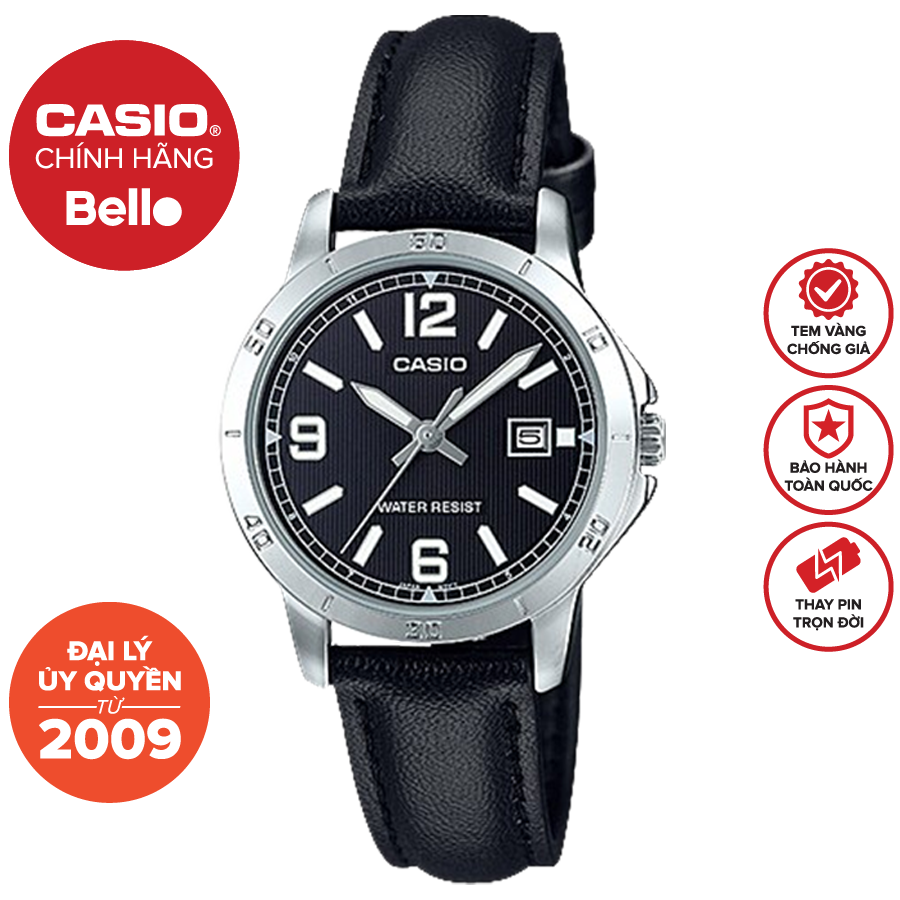 Đồng hồ Nữ dây da Casio LTP-V004 chính hãng bảo hành 1 năm Pin trọn đời