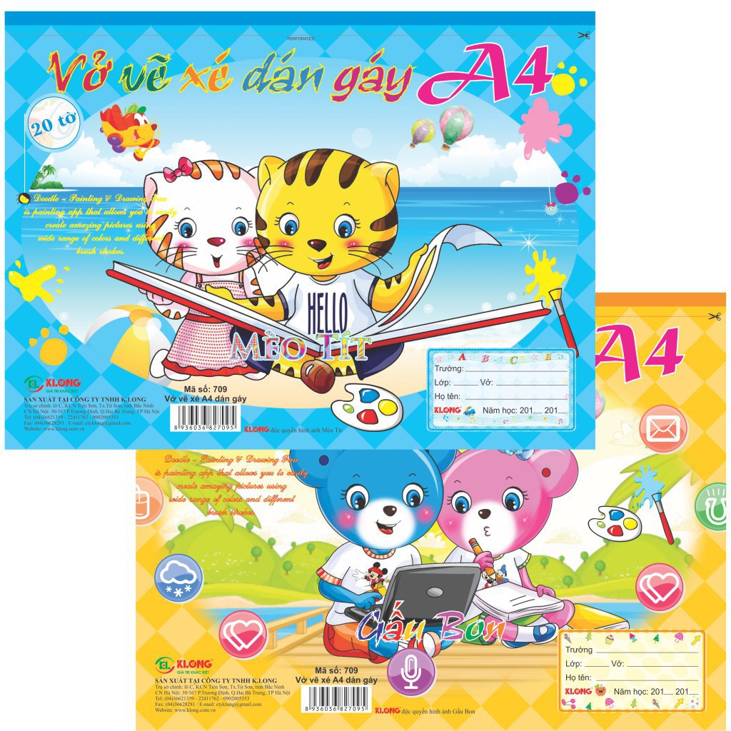 Vở vẽ Klong A4 xé - 20 tờ; MS 709 - khách sỉ ib
