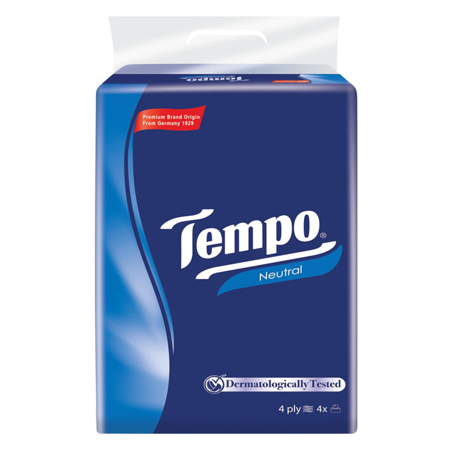 Lốc 4 Gói Khăn Giấy Tempo Softpack Neutral 4 Lớp (không mùi)