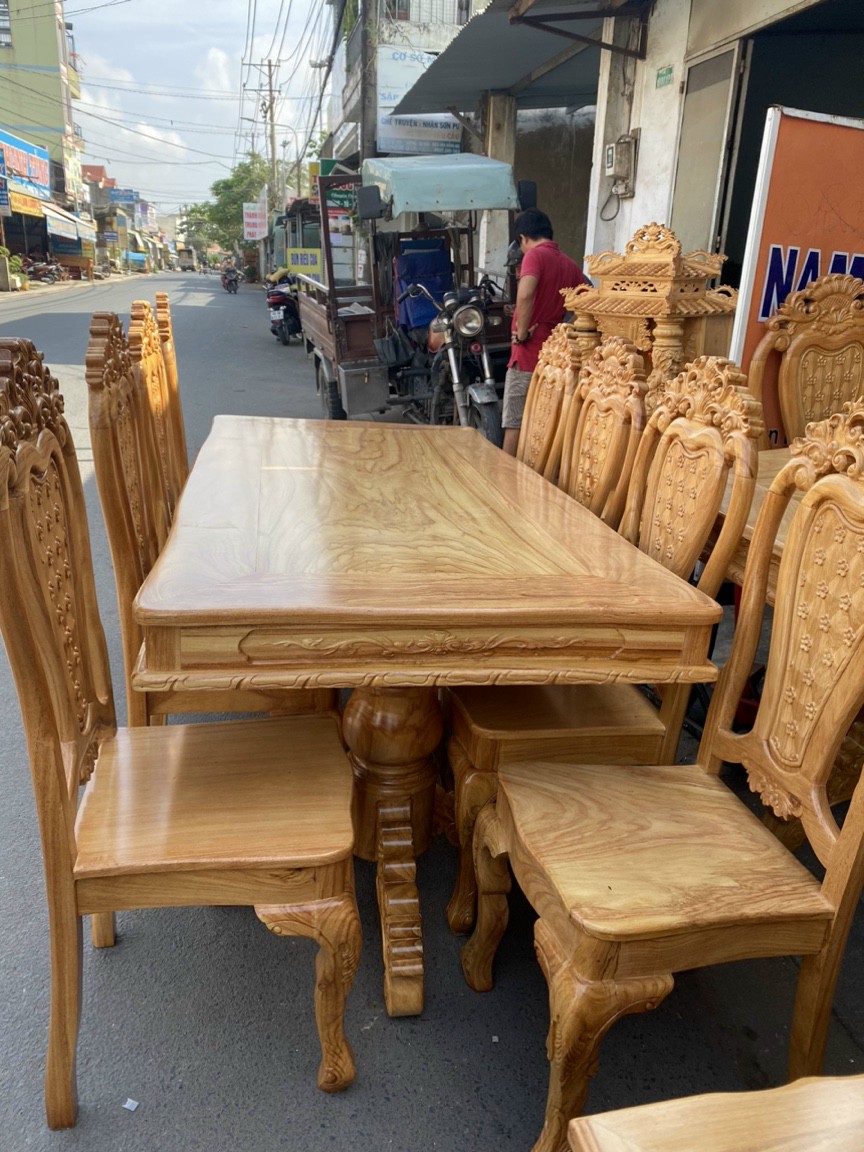 Bộ bàn ăn 6 ghế gỗ gõ đỏ