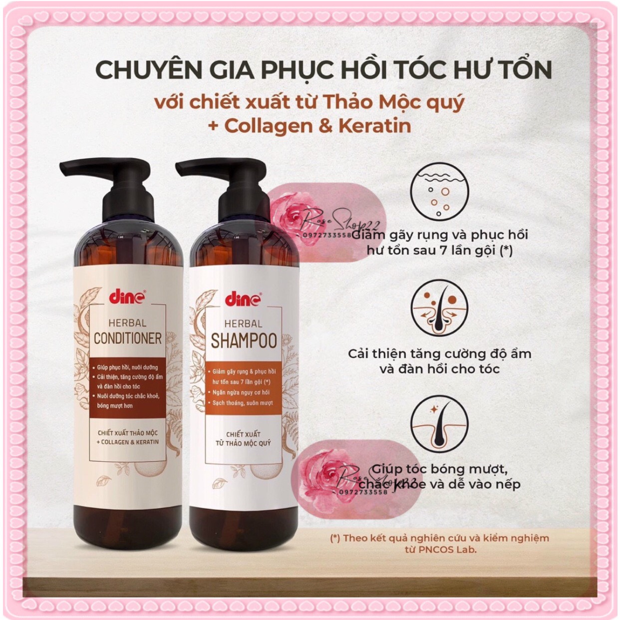 Cặp dầu gội xả dine herbal dưỡng sinh chăm sóc tóc khô sơ phục hồi