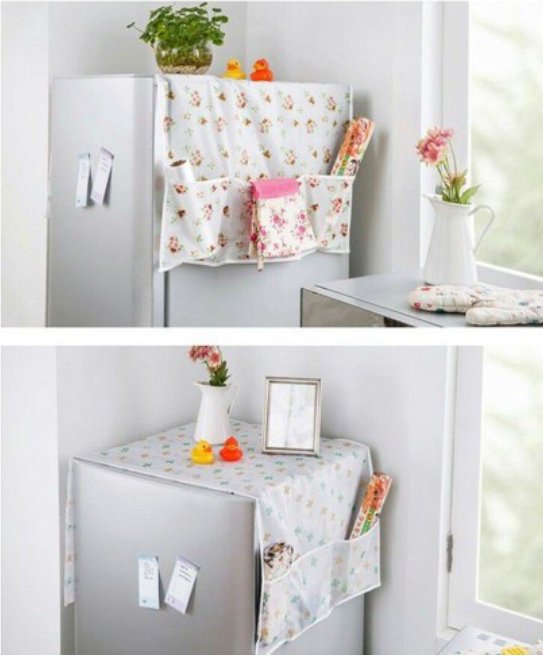 TẤM PHỦ TỦ LẠNH CÓ Ô ĐỂ ĐỒ TIỆN ÍCH