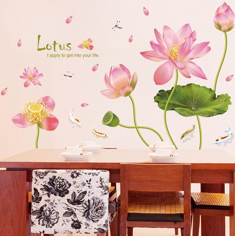 Decal dán tường Hoa sen uốn- H53-flowerdecal-Scenedecal