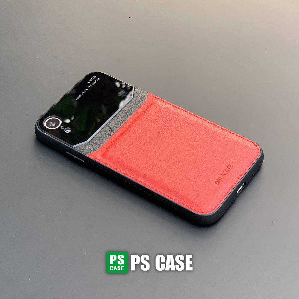 Ốp lưng da kính cao cấp dành cho iPhone XR - Màu đỏ - PS Case Phân Phối