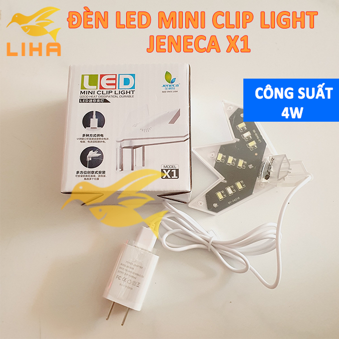 Đèn Led Kẹp Góc Hồ Cá Chiếc Lá Jeneca X1 (4W - Màu Trắng) - Lẹp Kẹp Bể Cá
