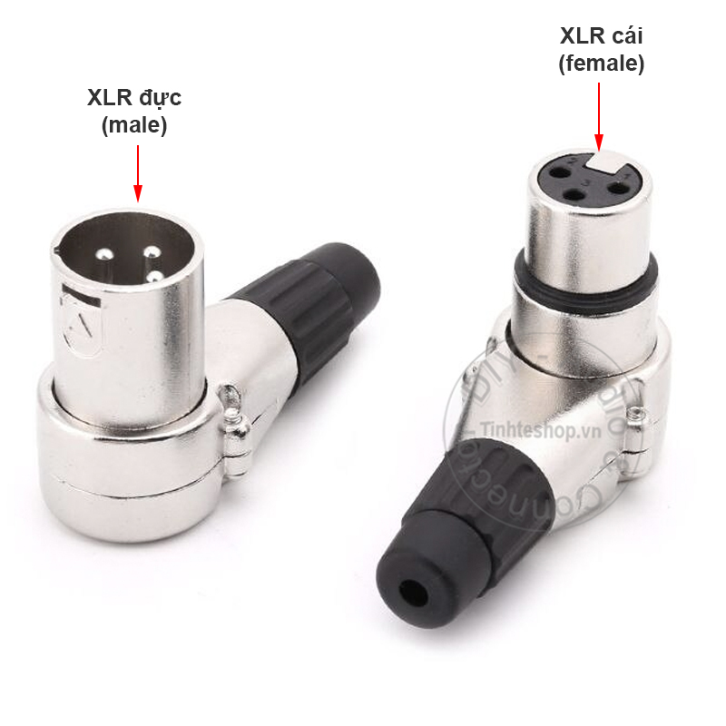 Đầu hàn canon XLR đực vuông góc OD6mm - Jack XLR đực