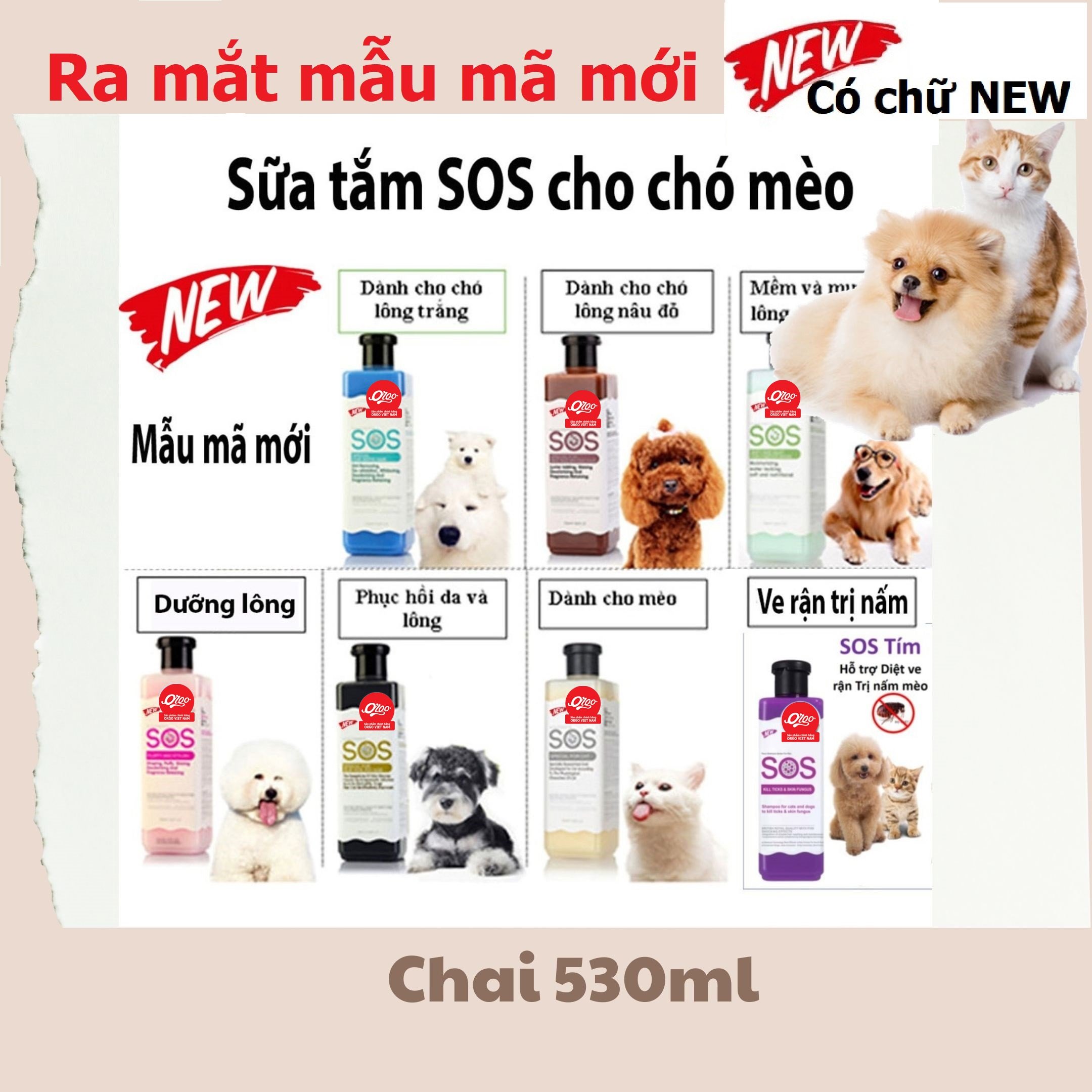 Sữa Tắm cho chó mèo SOS Tím