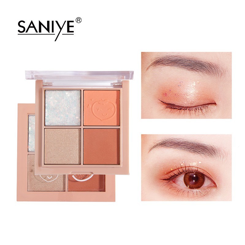 Bảng phấn mắt SANIYE 4 màu có nhũ trang điểm mắt đáng yêu E0430 - INTL