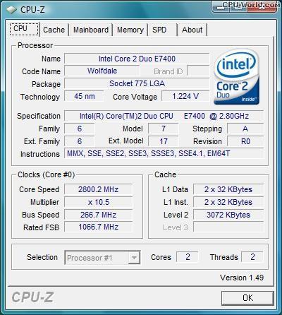 CPU Intel® Core DUO E7400 kèm keo tản nhiệt