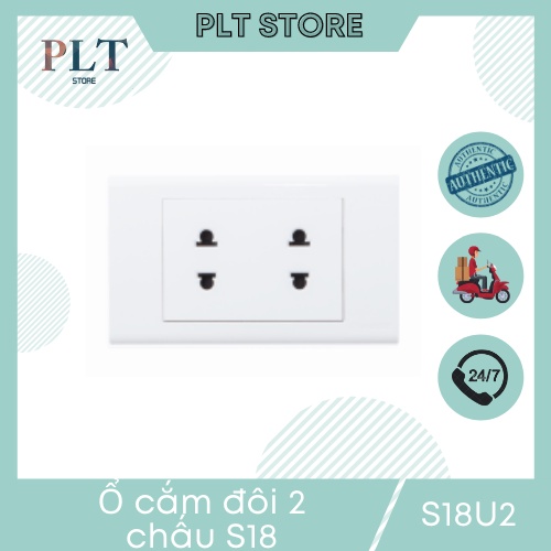 Ổ cắm đôi 2 chấu 16A SINO S18U2 dòng S18 ( 120x70 )