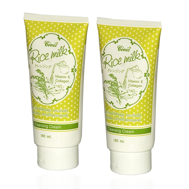 2 tuýp Sữa rửa mặt gạo Civic Rice Milk 180ml- Nhập khẩu Thailand