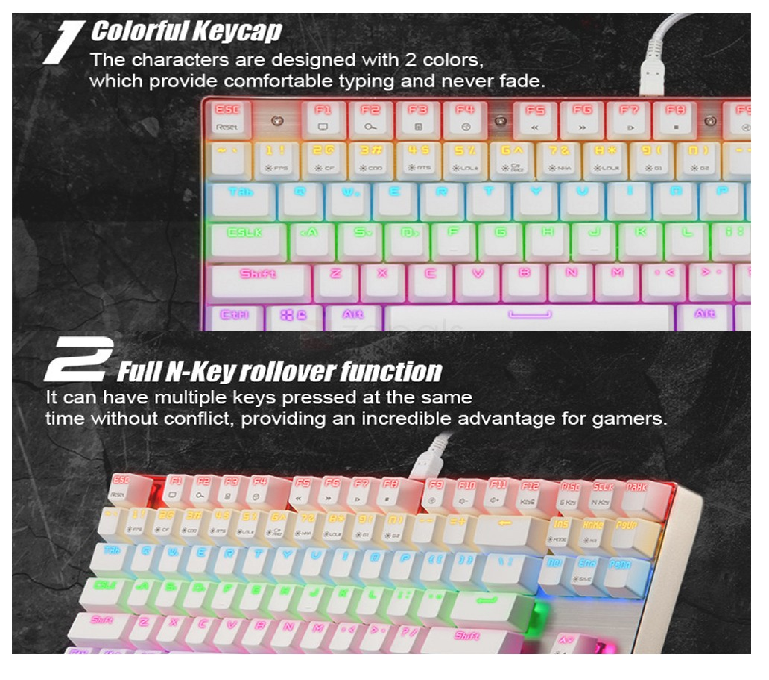 [HCM]Bàn phím cơ Motospeed K87 TKL Rainbow Gaming Keyboard