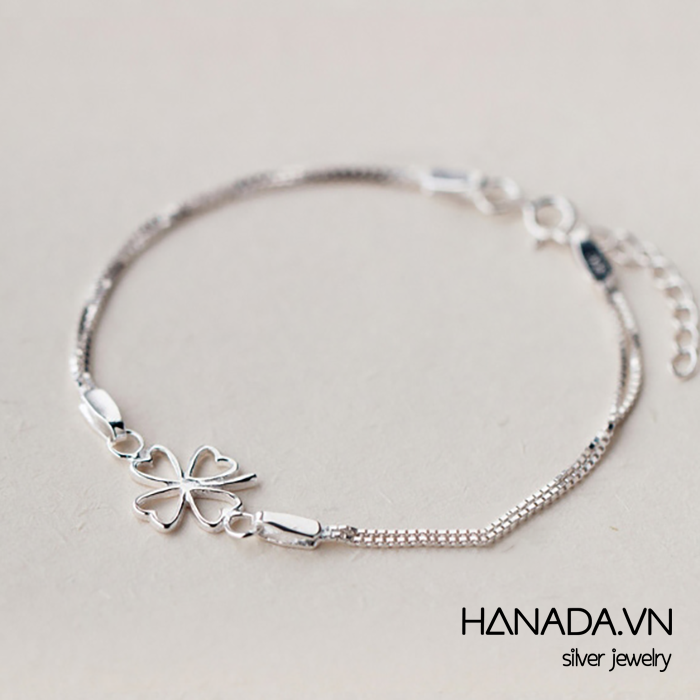 Lắc Tay Bạc 925 Hanada Cỏ Bốn Lá 0283