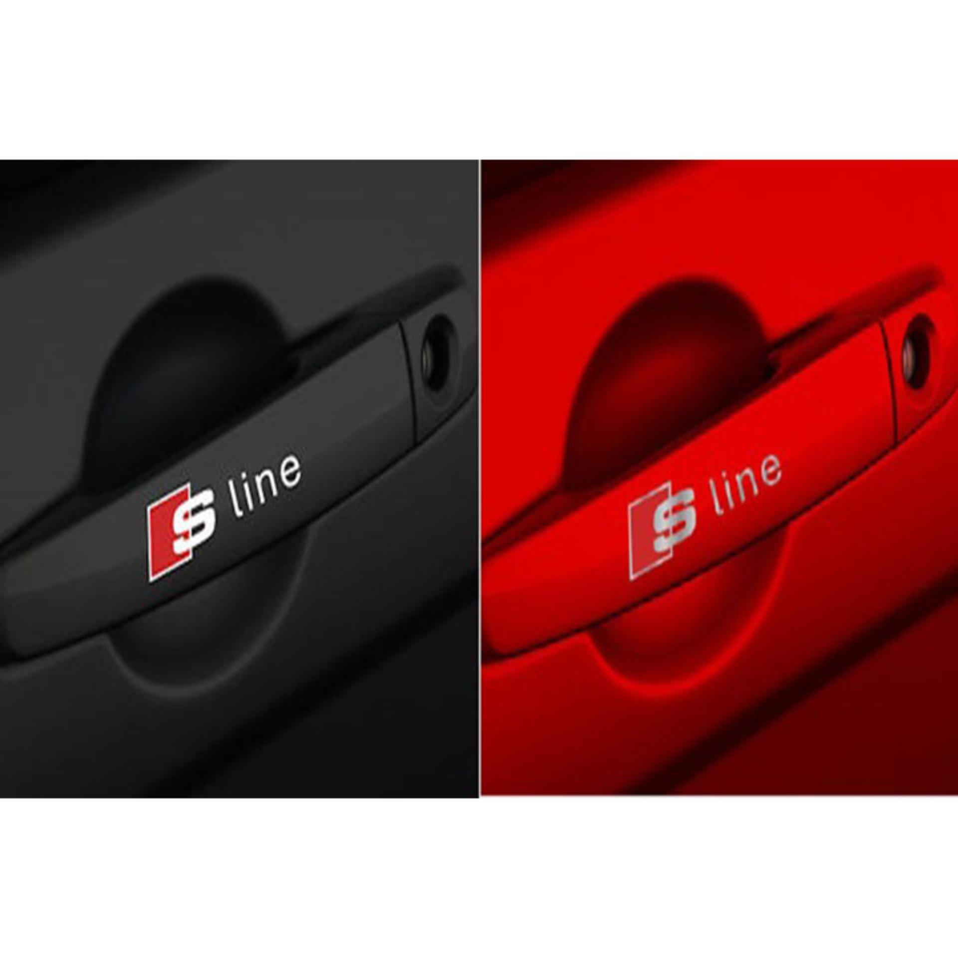 Tem dán cho xe hơi S Line (dán tay nắm cửa, gương chiếu hậu,...) - TRẮNG ĐỎ