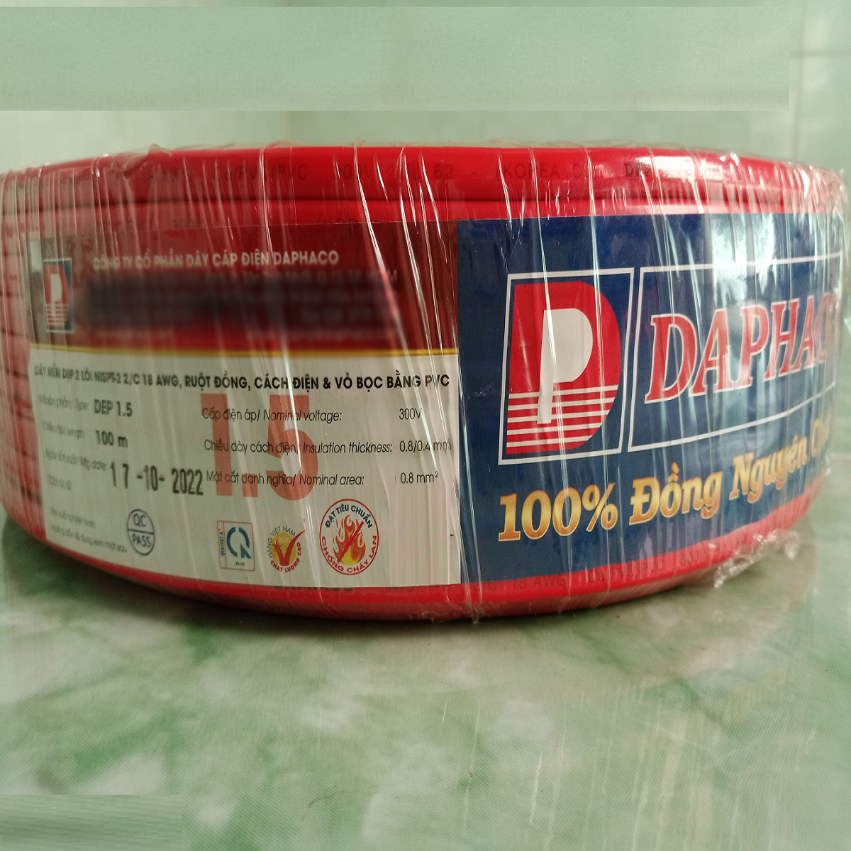 Dây điện ruột đồng đôi dẹp 2 lớp vỏ 1.5 (10M)