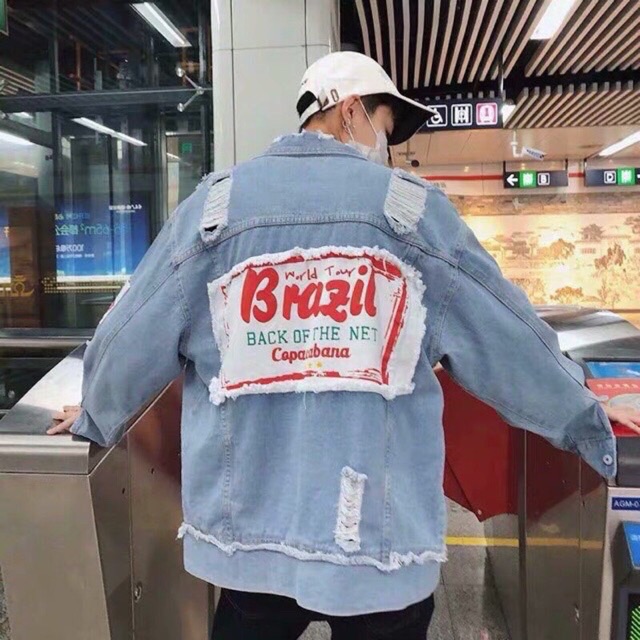 [HCM]Áo khoác jean nam nữ - áo khoác jeans Unisex Hàn Quốc phong cách Brazin năng động form rộng M-L-XL