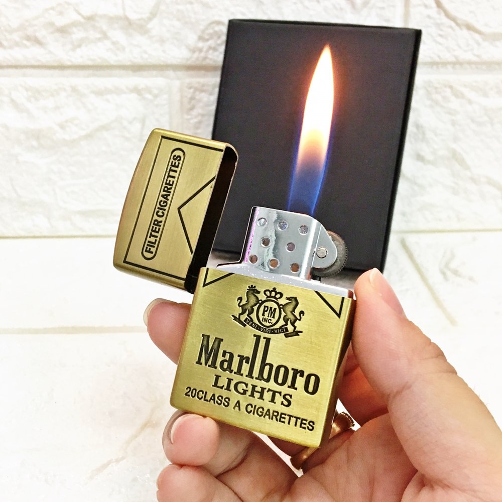 [HCM]Bật Lửa Gas Đá Khắc Nổi Logo Marlboro