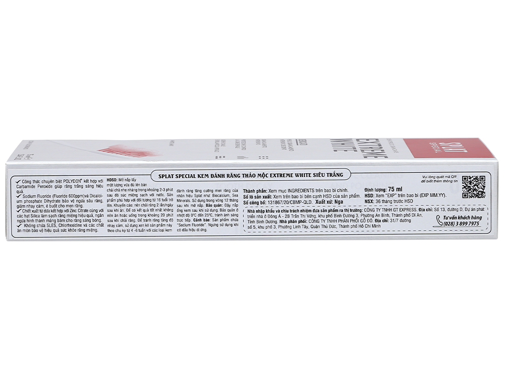 Kem Đánh Răng thảo mộc SPLAT special  EXTREME WHITE Siêu Trắng  75ml