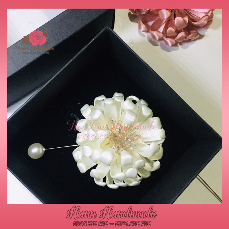 Sỉ Hoa Cài Áo Hoa Cúc Ruy Băng [HANN HANDMADE - Hoa cài áo, phụ kiện thời trang sỉ]