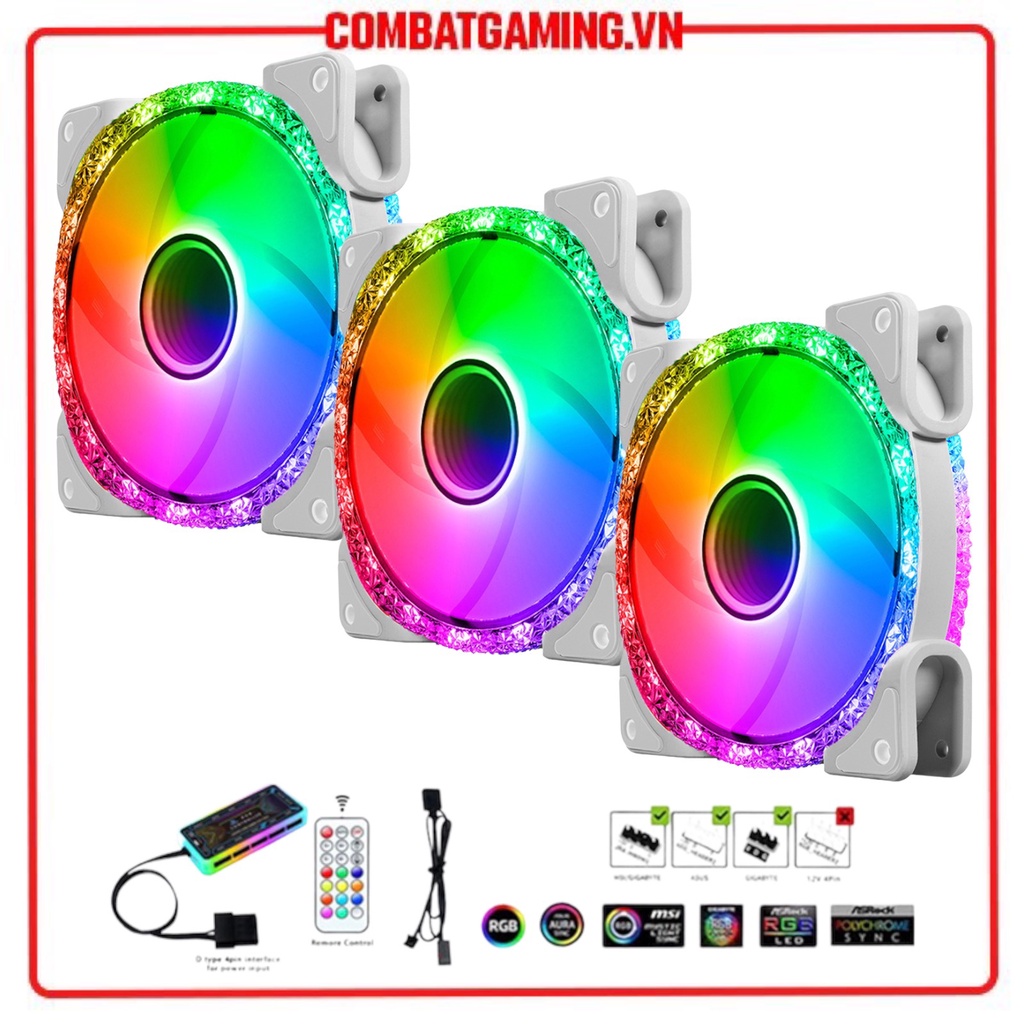 Bộ kit 3 fan - 6 fan coolmoon diamond u1 white argb