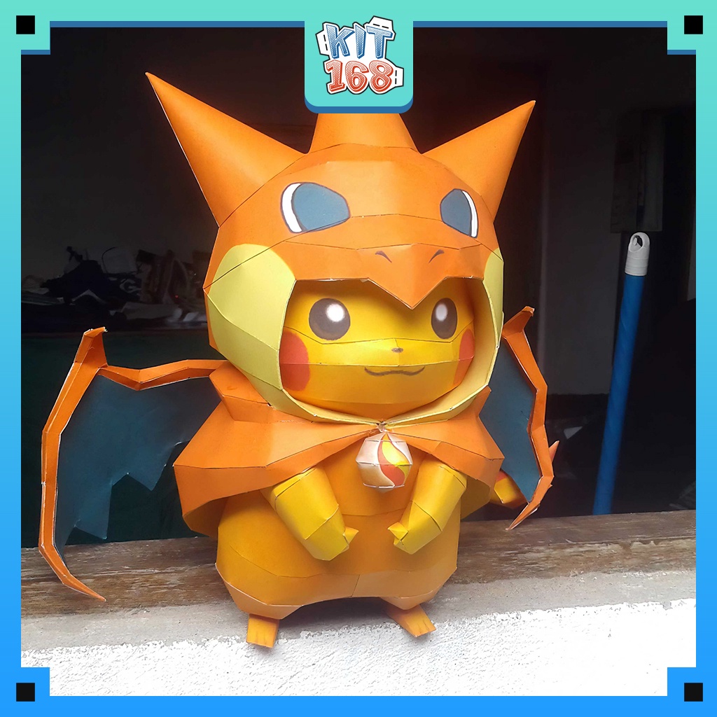 Mô hình giấy Anime Game Pokemon Pika.chu cosplay Charizard
