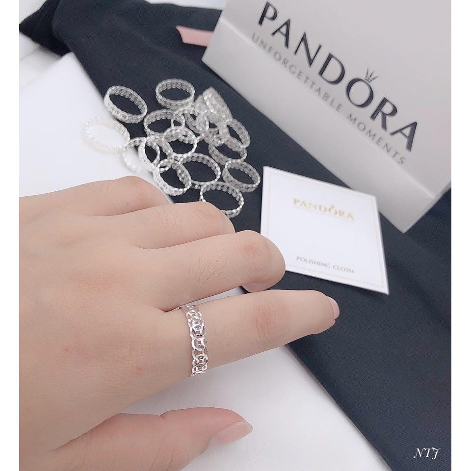 Nhẫn kim tiền may mắn bạc ta phay