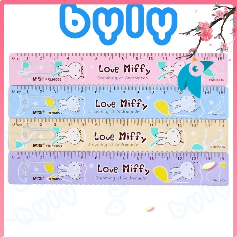Thước kẻ nhôm 15cm bền đẹp không gãy love miffy m&g frl96053 - quyên byly shop