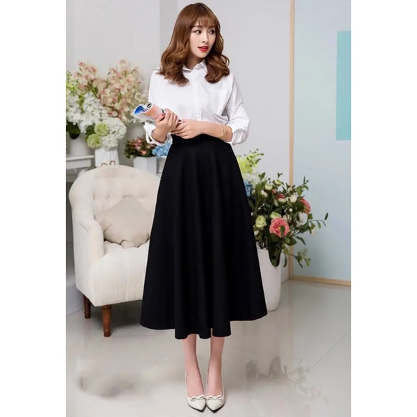 Chân váy xoè dáng dài 70cm cực chất - thời trang công sở nữ