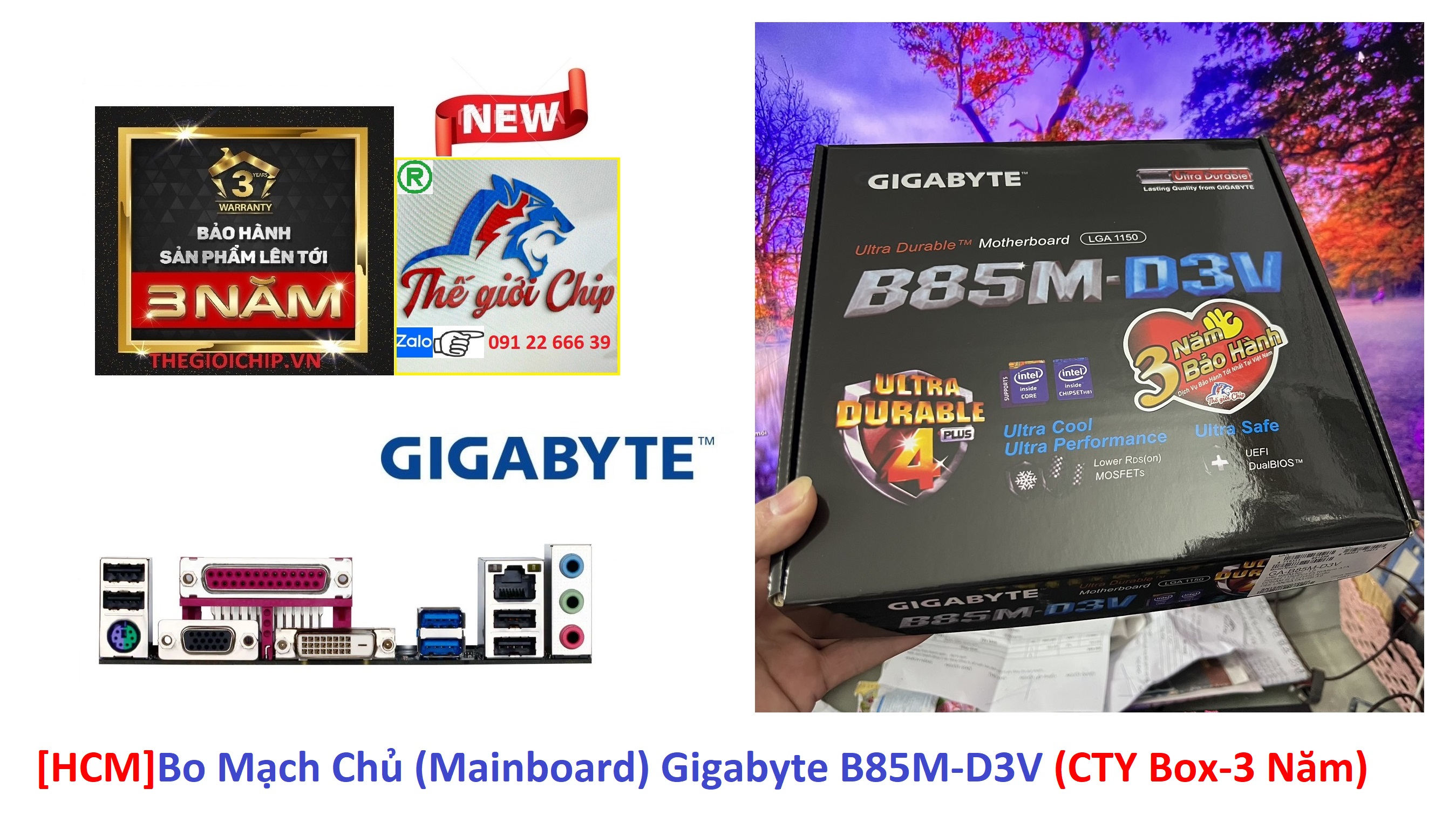 [HCM]Bo Mạch Chủ (Mainboard) Gigabyte B85M-D3V (CTY Box-3 Năm)