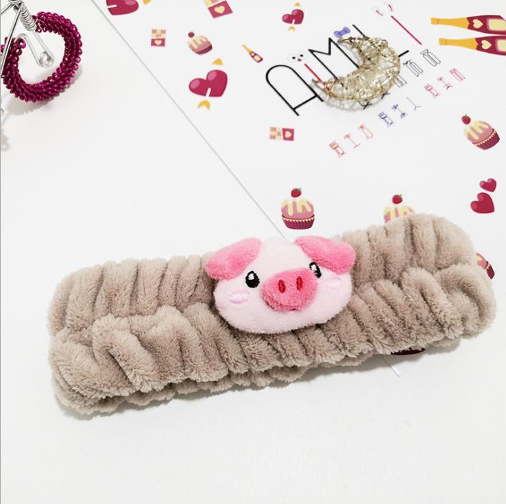 Băng đô heo con vải nhung 3D dễ thương - bờm tóc cài tóc heo con