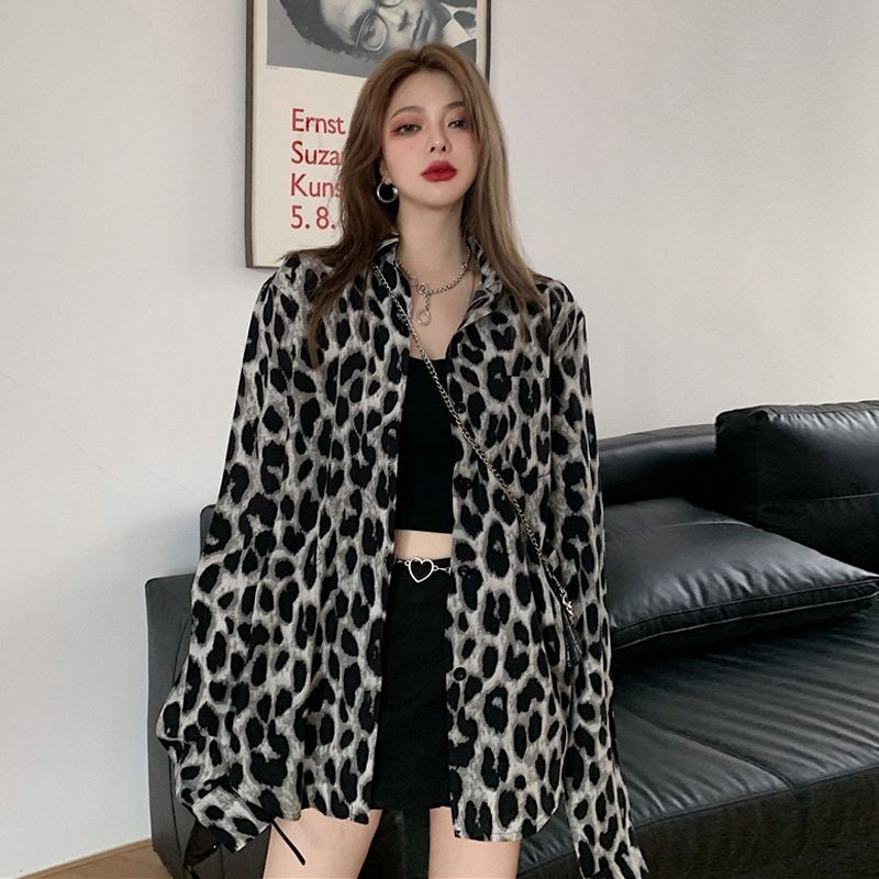 ÁO SƠ MI FROM RỘNG HỌA TIẾT DA BEO