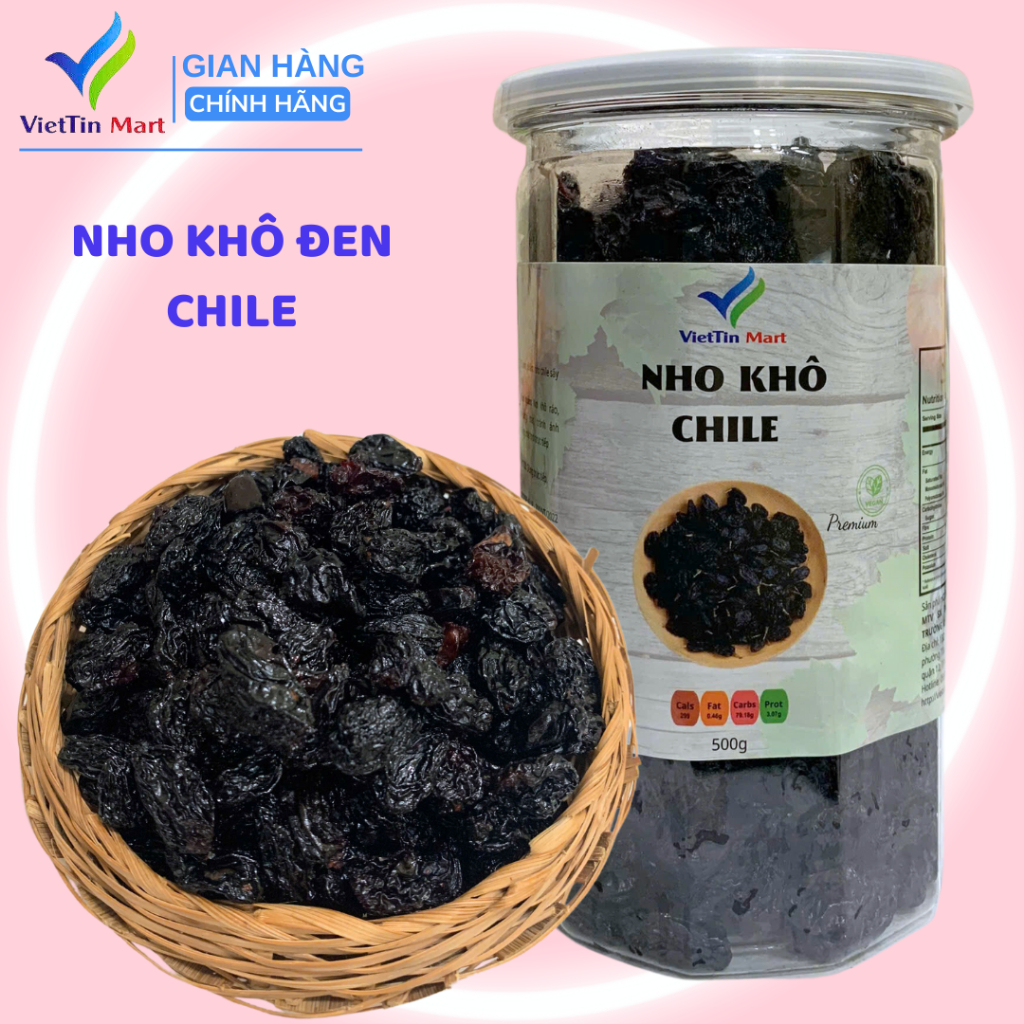 Nho Đen Chile Sấy Khô Viettin Mart 500g