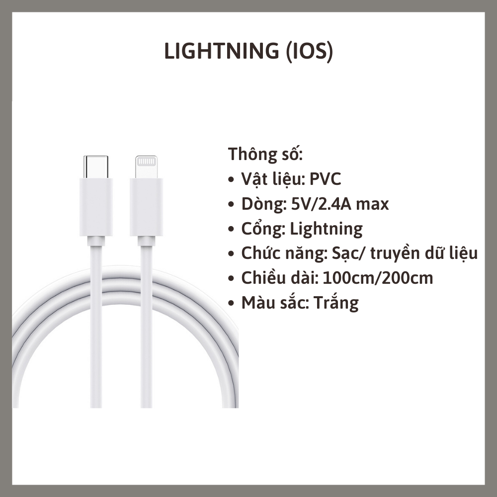 Dây cáp sạc điện thoại, sạc nhanh, cổng sạc USB ra type C micro usb lightning