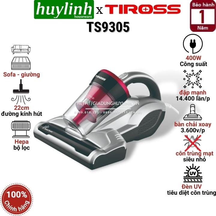 Máy hút bụi trên giường, sofa diệt khuẩn uv tiross ts9305 - độ rộng 22cm - 400w