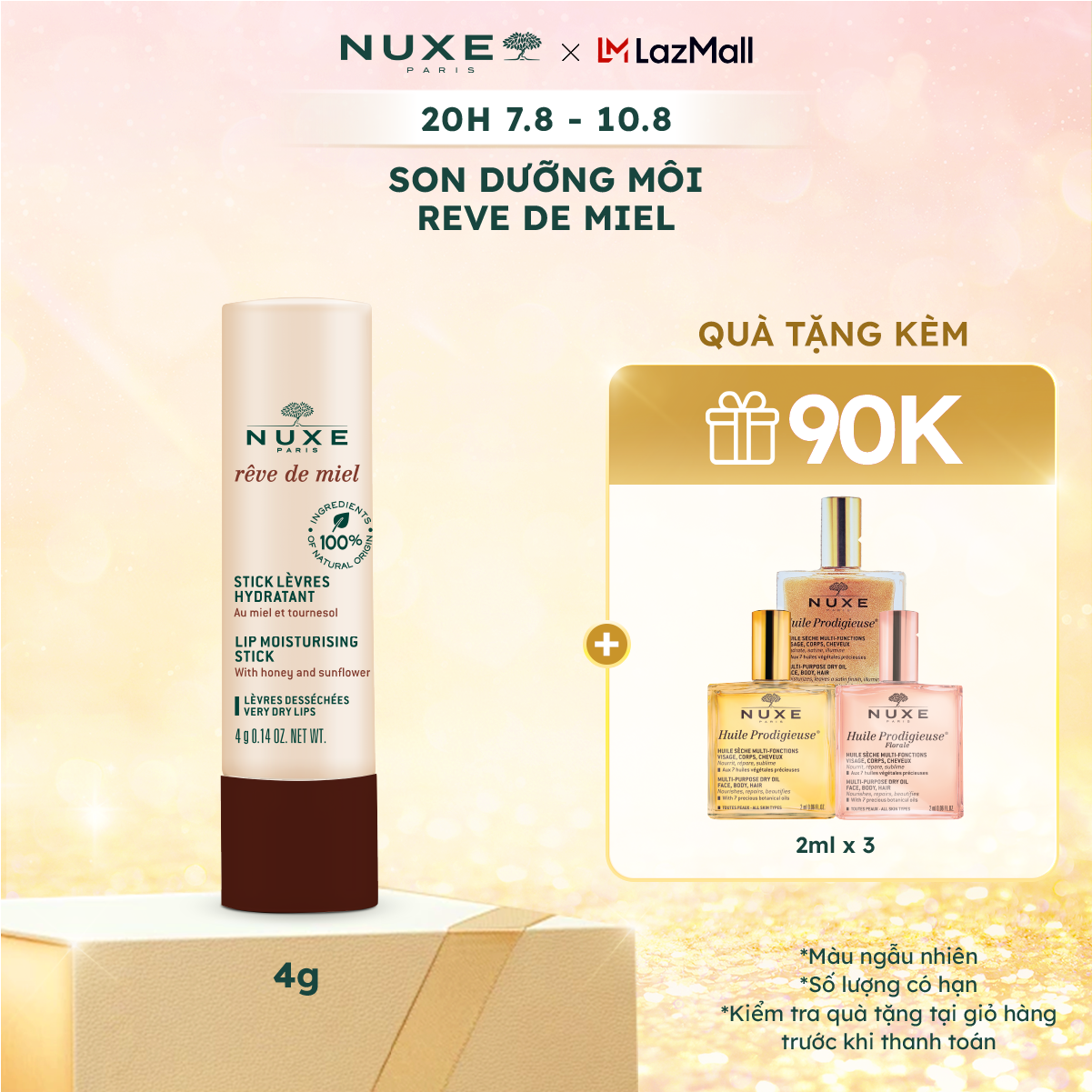 [DATE 4/2027] Son Dưỡng Môi Reve de Miel 4g