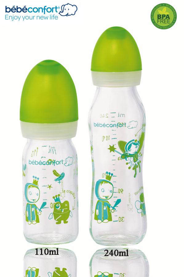 Bính sữa thủy tinh cổ hẹp Bebe confort 110ml
