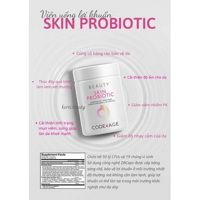 hàng nhập khẩu - viên uống code age beauty skin probiotic lợi khuẩn 3