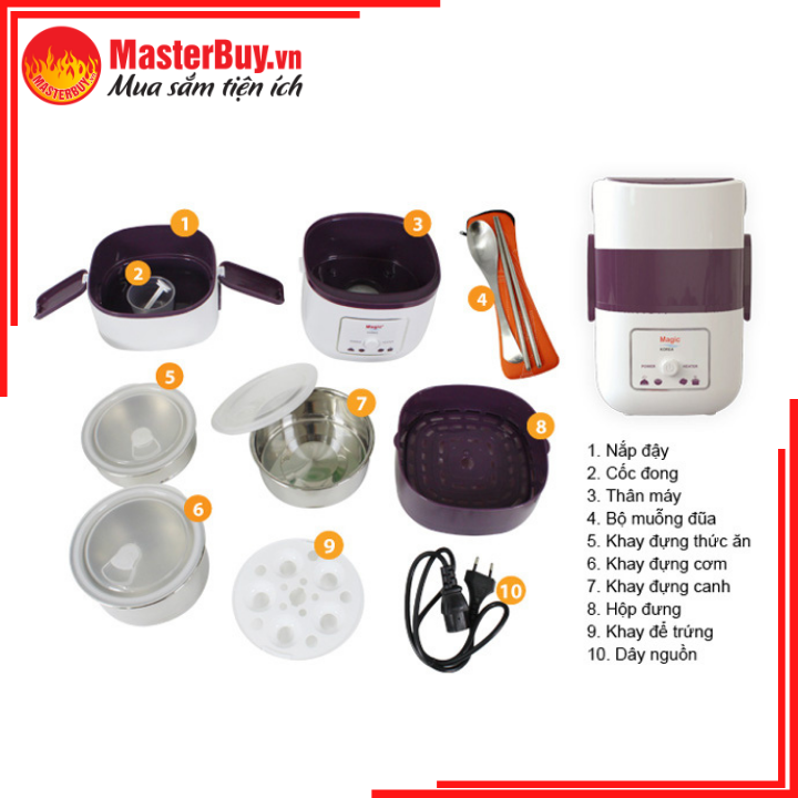 [HCM]Hộp Cơm Hâm Nấu Văn Phòng Đa Năng Magic Korea A-06