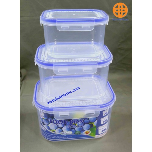 - BỘ 3 HỘP NHỰA VIỆT NHẬT NO.6532 CÓ NẮP. HỘP ĐỰNG THỰC PHẨM TIỆN DỤNG