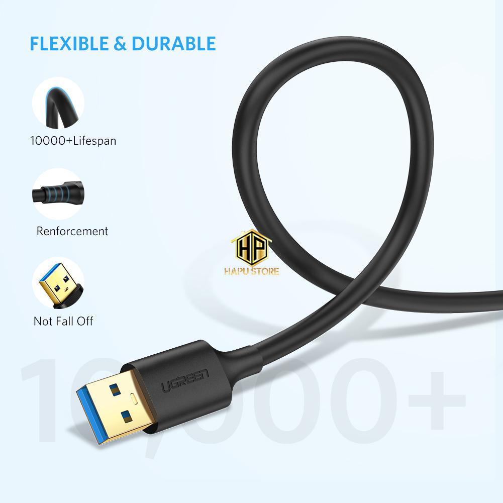 Cáp USB 2 đầu đực Ugreen US128 chuẩn USB 3.0 tốc độ cao chính hãng - Hapustore