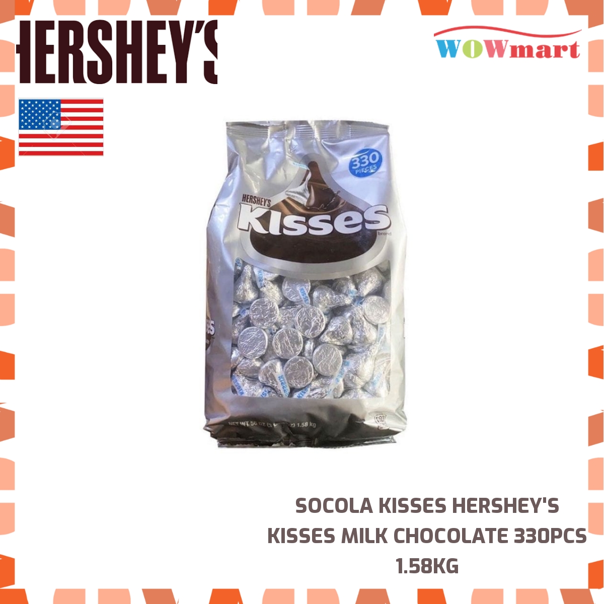 Socola Kisses Hershey's Kisses Milk Chocolate 330pcs 1.58kg