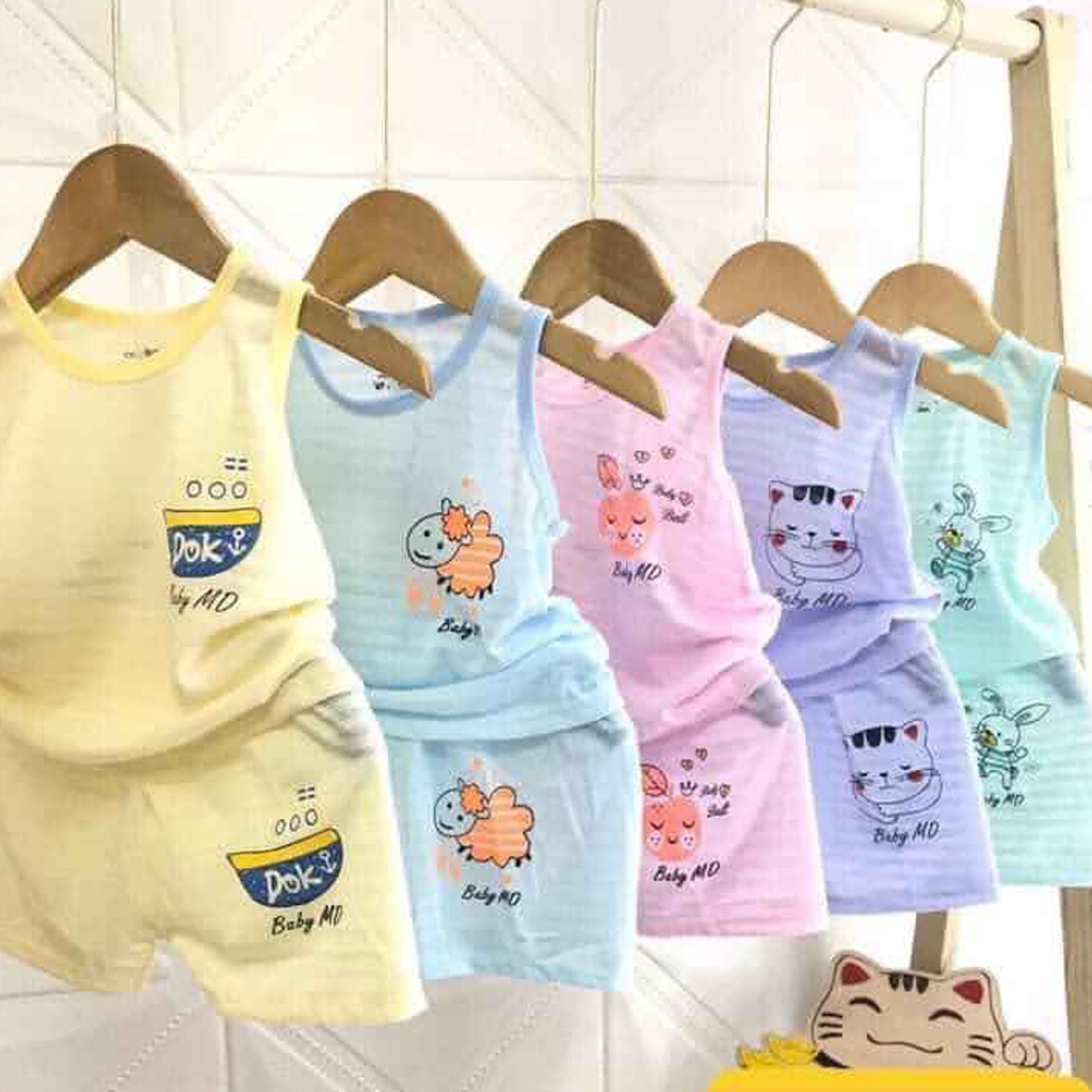 [Ảnh thật] Combo 5 bộ cotton cho bé trai bé gái
