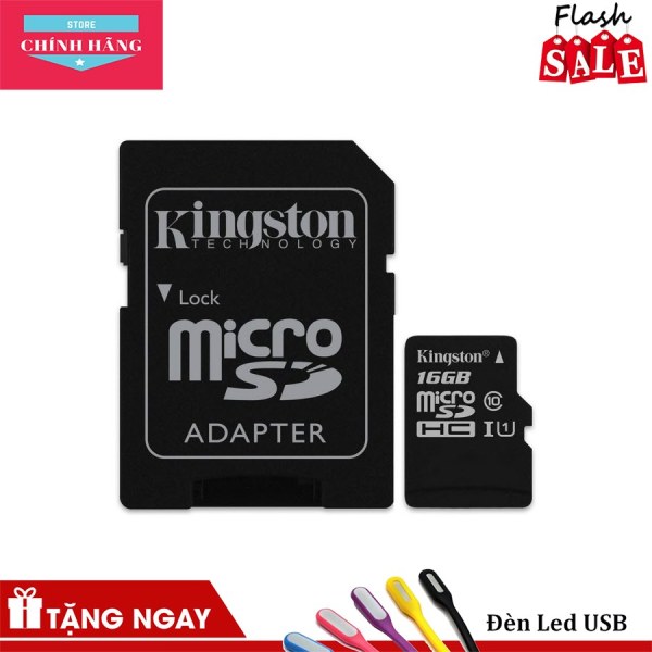Thẻ nhớ micro SDHC Kingston 16GB Class 10 kèm Adapter - Bảo Hành 3 Năm